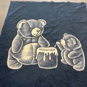 Vintage Biederlack "Teddy Bears With Honeypot" Throw Blanket